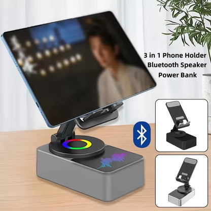 3 in 1 Collapsible Phone Holder Bluetooth Speaker Sound Box 360 Degree Rotation Stand Portable Power Bank for Ipad Mobile Phone